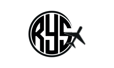 RYS three initial letter circle tour & travel agency logo design vector template. hajj Umrah agency, abstract, wordmark, business, monogram, minimalist, brand, company, flat, tourism agency, tourist
