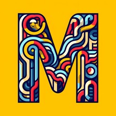 M typography, M logo ai vector illustration