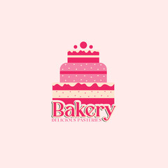 pink bakery logo cake illustration
