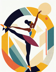 illustration of gymnast dancer, multi-color concept art.  - obrazy, fototapety, plakaty