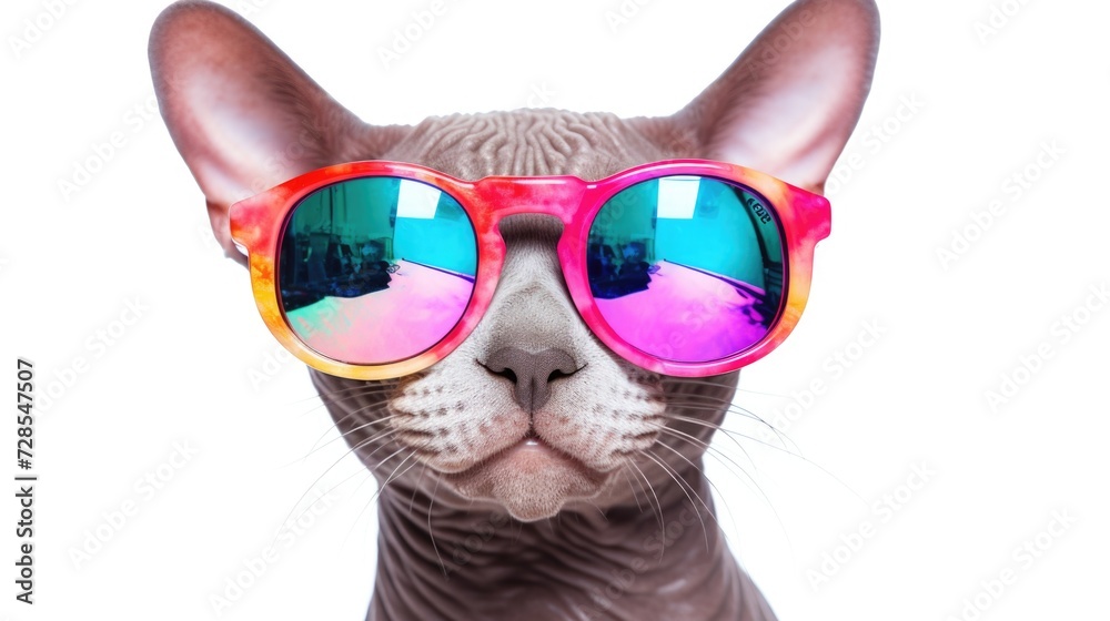 Poster a close up shot of a cat wearing sunglasses. perfect for adding a touch of coolness to your designs