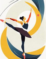 illustration of gymnast dancer, multi-color concept vector style art. 