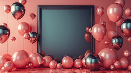 Chic Party Decoration with Red Balloons and Frame