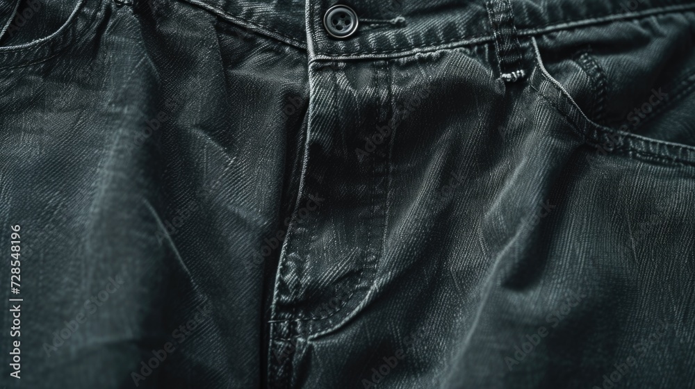Poster a detailed close-up shot of a pair of jeans. this versatile image can be used for various purposes