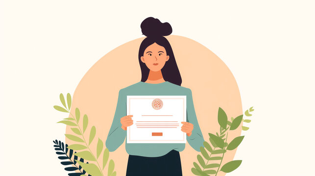 A woman holding a certificate of achievement, emphasizing the recognition and acknowledgment of her accomplishments