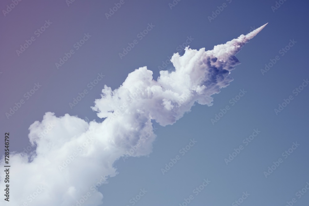 Poster A jet flying through the air with smoke trailing behind. Can be used for concepts related to aviation, speed, or military operations