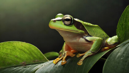 Fototapeta premium Little green frog in nature