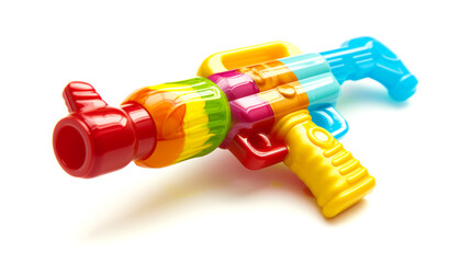  a colorful and isolated Holi Pichkari water gun toy, designed for kids to add joy and excitement to their Holi celebrations
