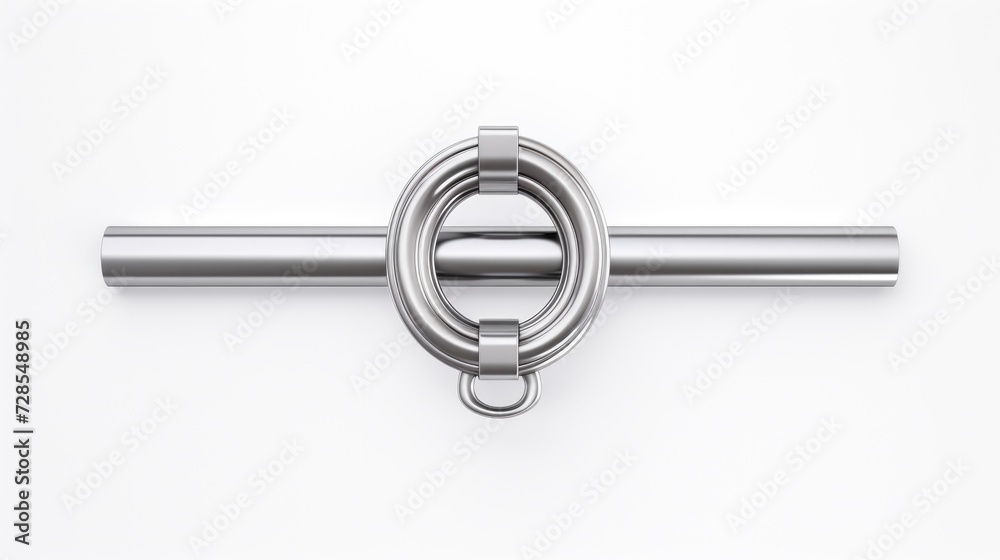 Poster A detailed close-up view of a metal object placed on a clean white surface. This image can be used to depict precision, industry, or technology in various design projects