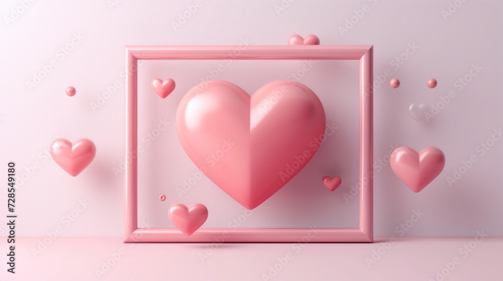 Poster a picture of a pink heart enclosed within a frame. perfect for expressing love and affection.