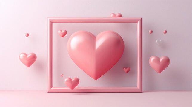A picture of a pink heart enclosed within a frame. Perfect for expressing love and affection.