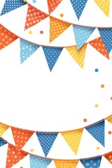 Colorful bunting and polka dots on a clean white background. Great for adding a festive touch to any celebration or party decor