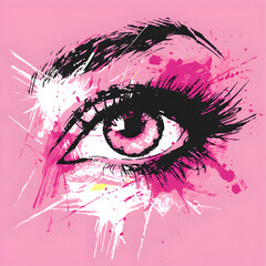 Abstract eye on pink illustration.