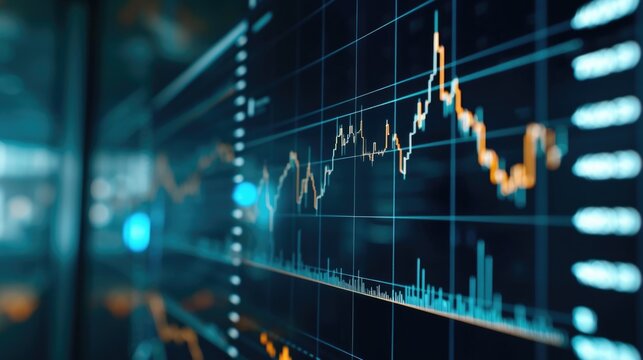 Computer screen displaying graphs and data for analysis. Suitable for business presentations and financial reports