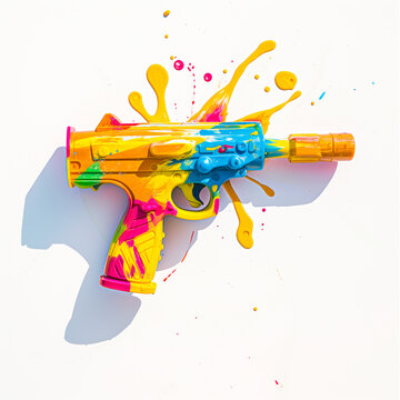 Studio shot capturing the fun and excitement of a Holi Pichkari water gun toy for kids
