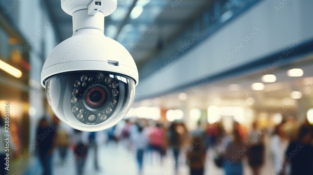 Aufkleber a camera is mounted on the side of a building, providing surveillance and security. it can be used f