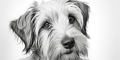 A black and white photo of a dog. Suitable for various uses