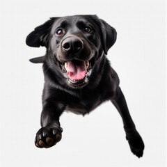 Fototapeta premium A black dog looking directly at the camera. This picture can be used for pet-related articles or advertisements