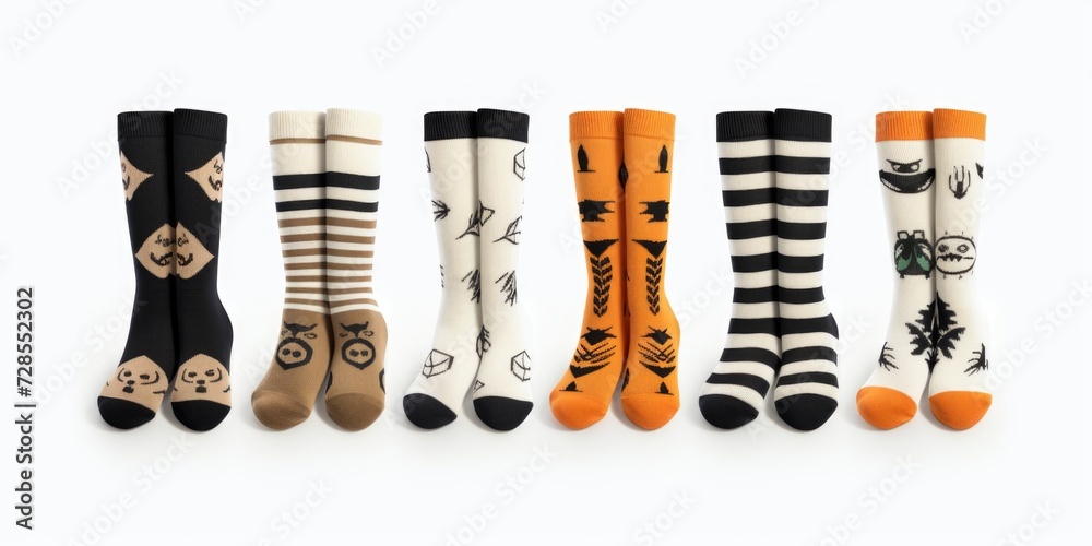 Aufkleber a row of socks showcasing various designs. perfect for adding a touch of personality to any outfit.
