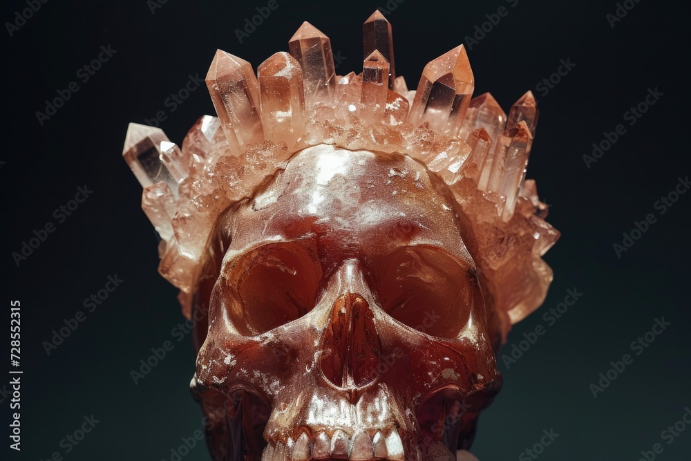 Poster a skull adorned with a crown made of sparkling crystals. perfect for edgy and mystical designs