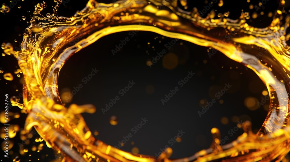 Aufkleber a captivating image of a ring of liquid against a black background. versatile and suitable for vario