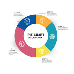 Vector infographic circle. Cycle diagram with 5 steps. Round chart that can be used for report