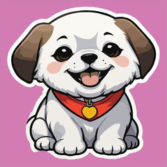 Cute and happy Puppy sticker, vector illustration-adorable Cartoon Puppy for Stickers and Prints. Generative AI