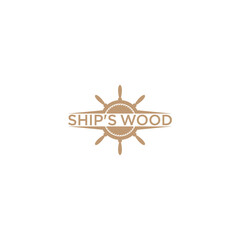 Ship wheel and wood logo