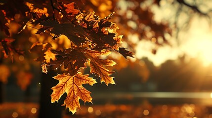 Autumn's Golden Hour: Sunlit Leaves and Serenity