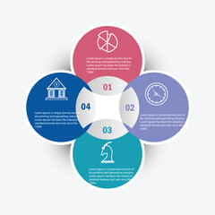 Vector circle infographic template with 4 steps for diagram, graph, web design, presentation and round chart