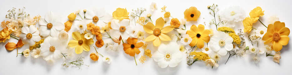 a picture of yellow and white flowers on a white background, in the style of pastel color palette