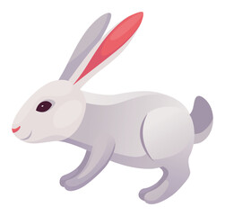 Obraz premium Rabbit animation icon. Bunny jump or running motion element for 2d game. Speed run hare animal, sprite sheet move. Vector illustration isolated on white background