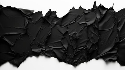 A piece of black paper on a white background. Suitable for various graphic design projects