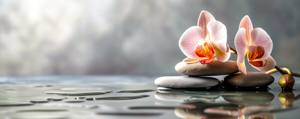 zen stones and orchid, Spa background