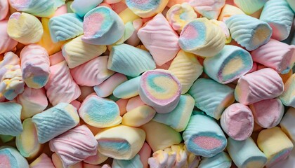 Colorful marshmallow background. Pastel colored candy texture. Sweet food