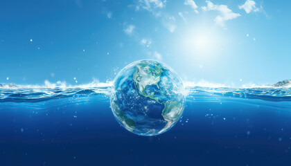 Globe of the Earth in the Water , Environmental eco safe Conservation