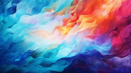 Oil paint Abstract background texture with wavy lines and a vibrant rainbow colorful paintings with a multi-colored spectrum of colours for blending and creating visually stunning paintings - obrazy, fototapety, plakaty
