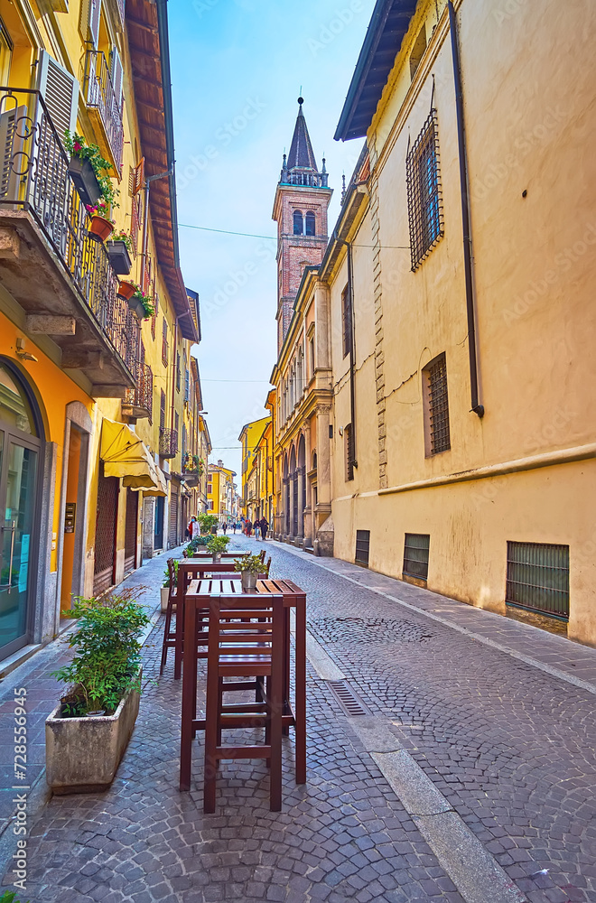 Canvas Prints Outdoor cafe on Via Incoronata, Lodi, Italy