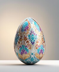 colorful easter egg, isolated white background. copy space for text, warm light

