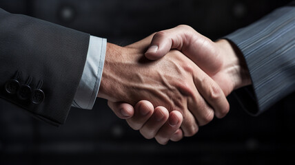 Obraz premium Businessmen making handshake with partner