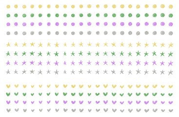 手描きのかわいいラインイラストセット（ドット、星、ハート）