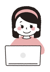 パソコンを操作する子供のイラスト。