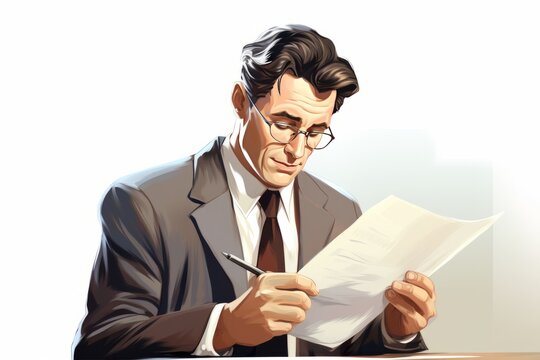 businessman reading a document