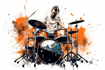 illustration of a drummer playing the drum 