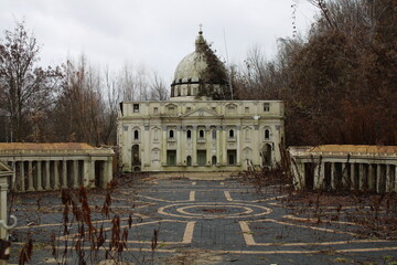 Abandoned Vatican city in miniature park.