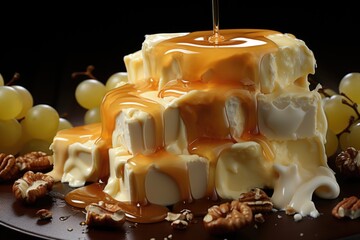 Cheese with Brazilian leche cheese combination of cheese with 'caramel sauce of mi, generative IA