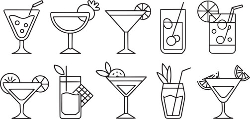 classic alcohol glass icon set vector collection. 