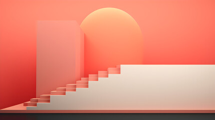stairs to the red wall,,
staircase with carpet 3d image