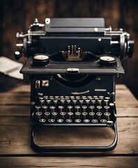 typewriter on old wooden table