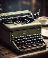 typewriter on old wooden table